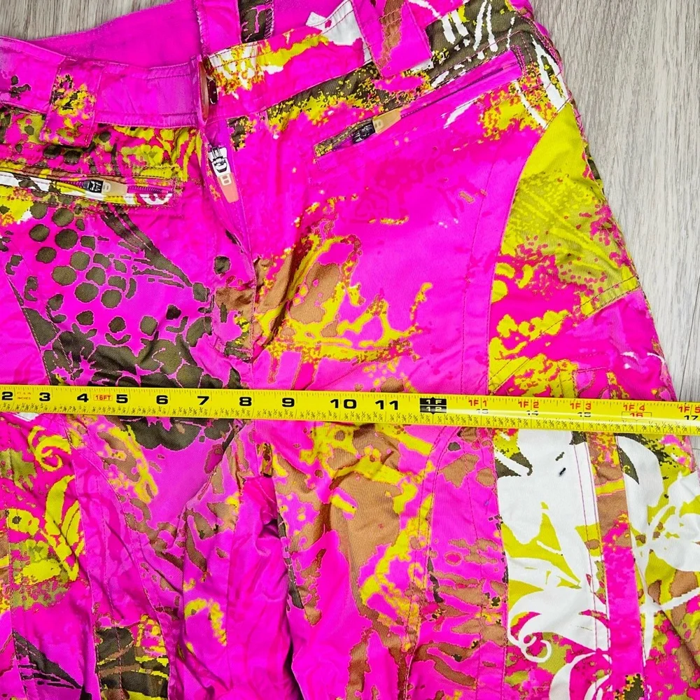 Obermeyer girls size 10 pink/green/wht insulated waterproof snow pants MSRP $140